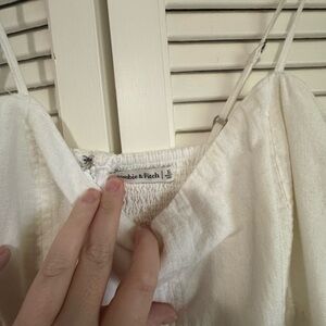 Abercrombie & Fitch Cream Spaghetti Strap linen dress